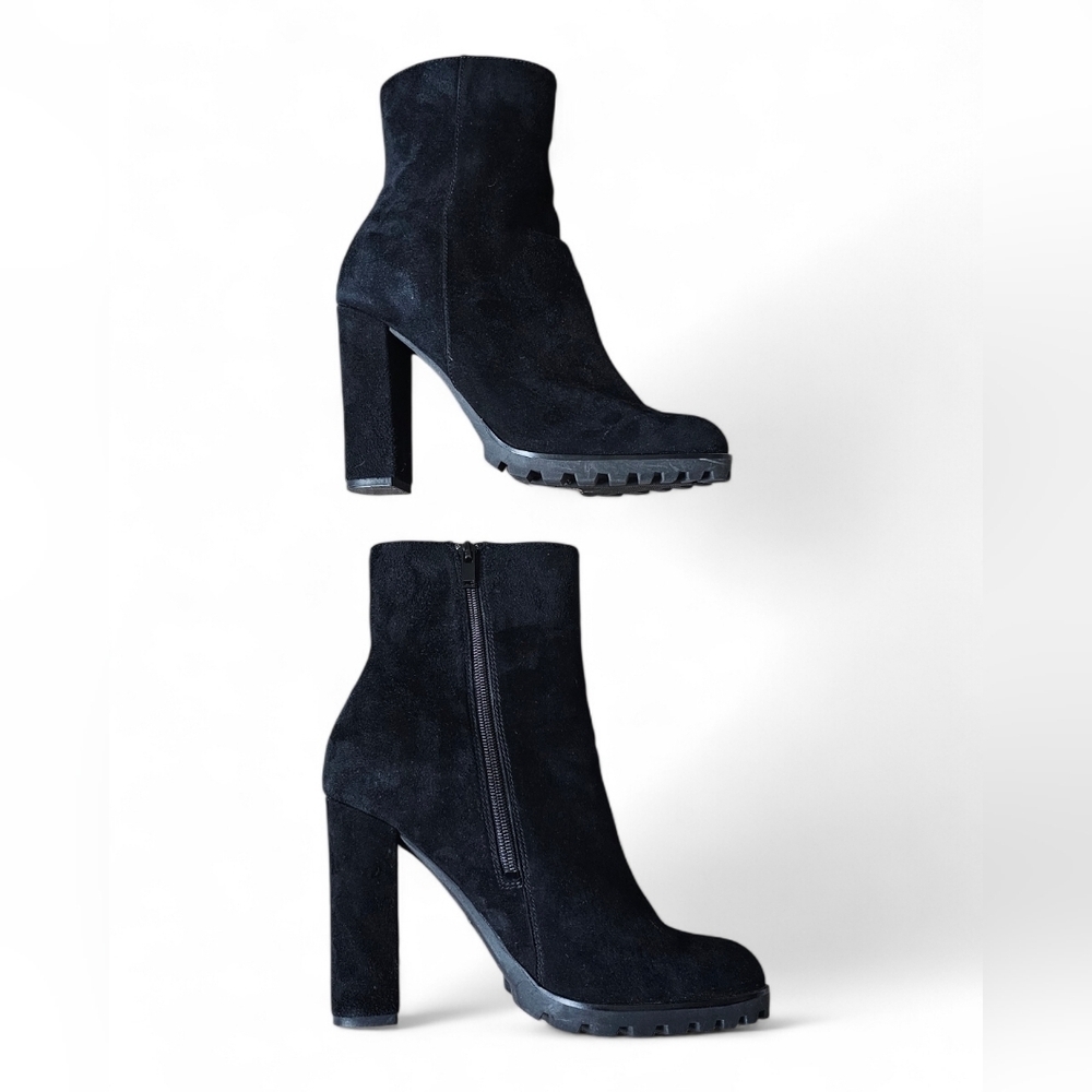 ALDO Women’s Black Suede Block Heel Ankle Boots Size 8.5 - Picture 4 of 9